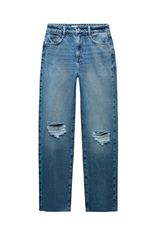 Pantalon straight taille haute - Bleu cobalt