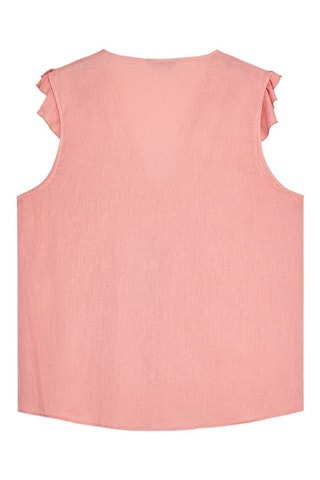 Top volanté en lin - Vieux rose