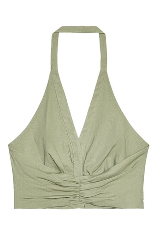 Crop top en lin - Kaki