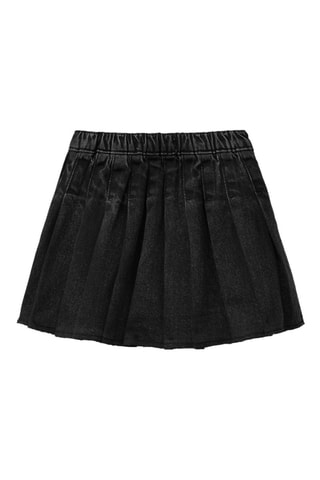 Jupe plissée en jean - Noir