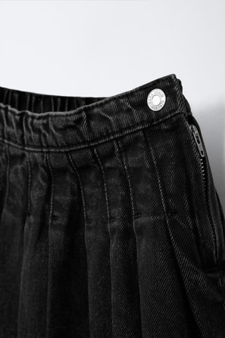 Jupe plissée en jean - Noir