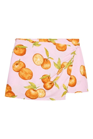 Jupe portefeuille en lin - Rose et orange