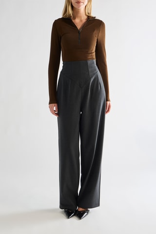 Pantalon wide legs - Gris
