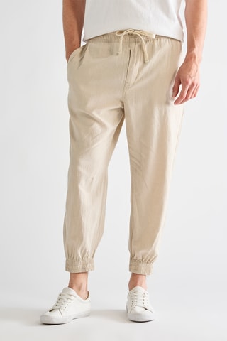 Pantalon carotte en lin - Beige