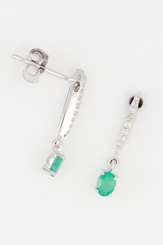 Orecchini Savitr - Oro bianco, diamanti e smeraldo - Comptoir du Diamant