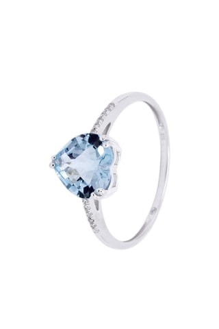 Anello Nimué - Oro bianco, diamanti e topazio