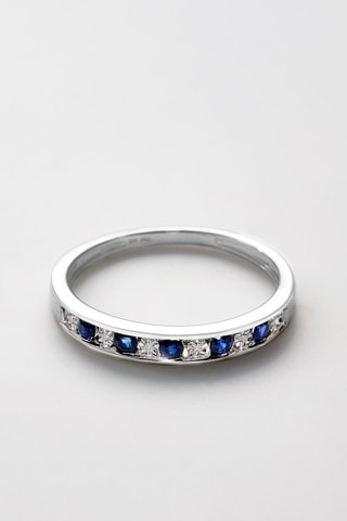 Anello Alternance - Oro bianco, diamanti e zaffiro