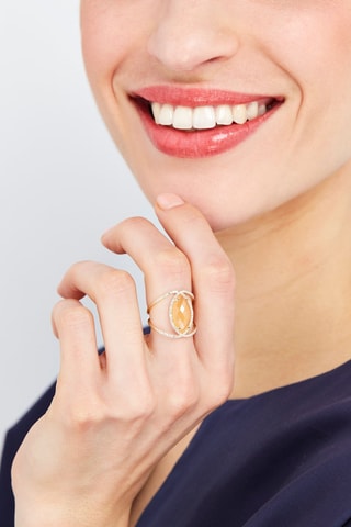 Anello Energie - Oro giallo, diamanti e agata