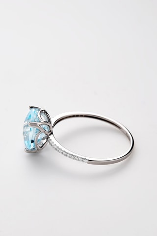 Anello Derya - Oro bianco, diamanti e topazio