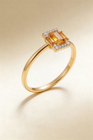 Anello Ayline - Oro giallo, diamanti e citrini