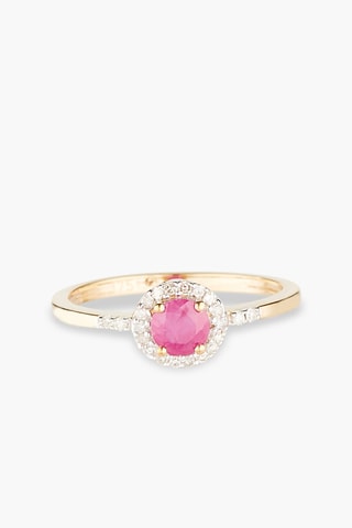Anello Rond de rubis - Oro giallo, diamanti 0,09 kt/22 e rubino 0,35 kt