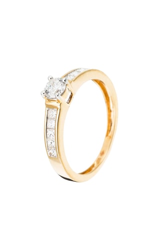 Anello Solitaire tour princesse - Oro giallo e diamanti