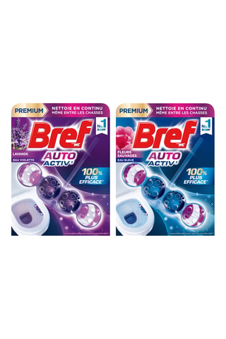 5 x Bloc WC Lavande Bref Auto Activ' - 4 pastilles et  5 x Bloc WC Fleurs Sauvage Bref Auto Activ' - 4 pastilles