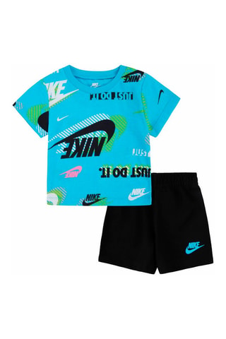 Tshirt et short - Blanc, noir, bleu et vert