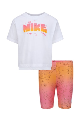 Tshirt et cycliste dip and dye - Blanc, vert et rose