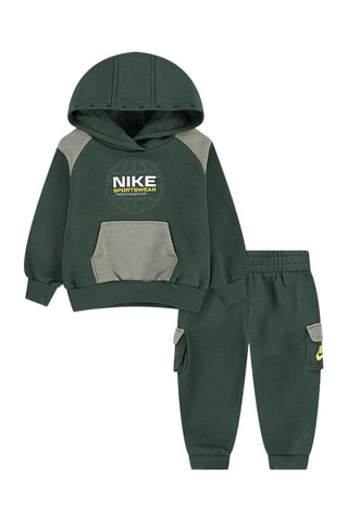 Sweat à capuche et pantalons - Vert foncé et gris