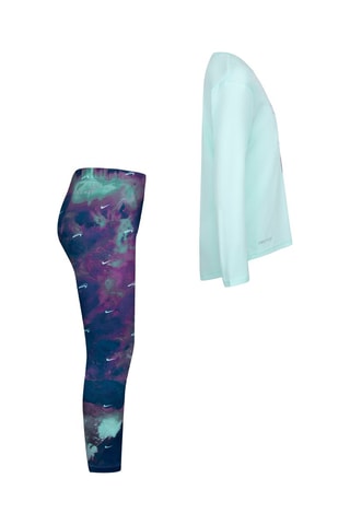 T-shirt et legging tie and dye Vert d’eau et bleu foncé  - Nike