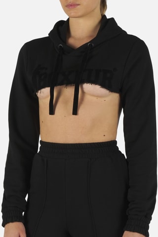 Sweat court à capuche - Noir