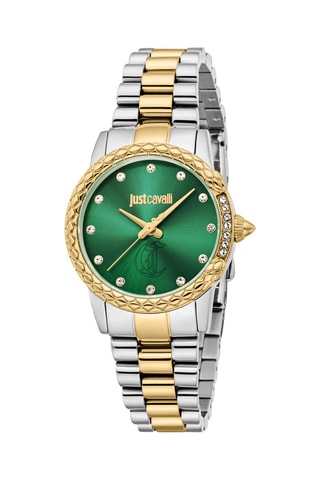 Stalen Quartz Horloge met Tsjechische Kristallen Fiorenza - Zilverkleurig en Goudkleurig