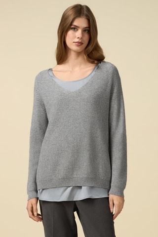 Pull trompel'œil en laine - Gris