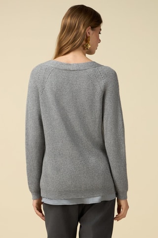 Pull trompel'œil en laine - Gris