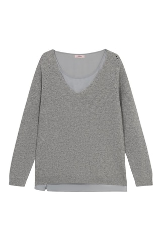 Pull trompel'œil en laine - Gris