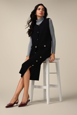 Jupe fourreau taille haute - Noir