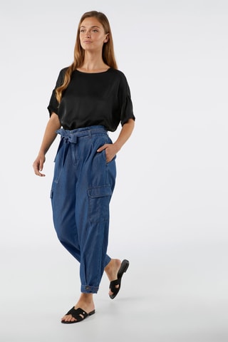 Jean cargo taille haute - Bleu