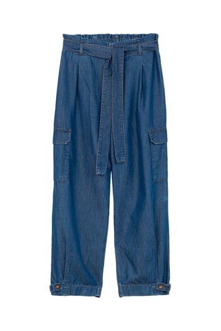 Jean cargo taille haute - Bleu