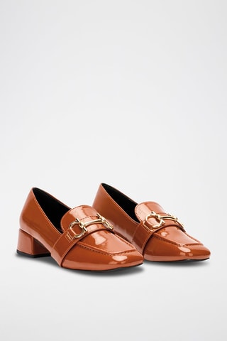 Mocassins à talons vernis - Beige