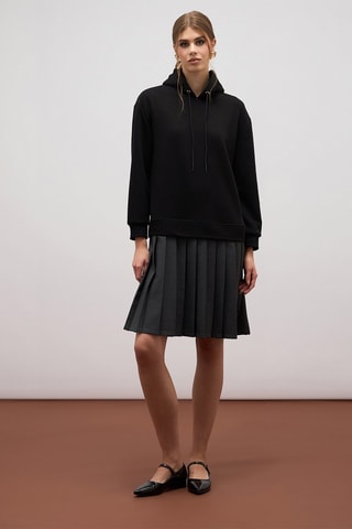 Robe trompel'œil à capuche - Noir