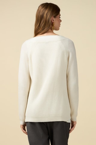 Pull trompel'œil en laine et cachemire - Blanc
