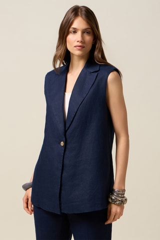 Gilet sans manches en lin - Bleu