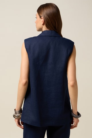 Gilet sans manches en lin - Bleu