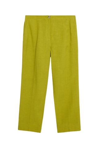 Pantalon regular 7/8 en lin - Vert