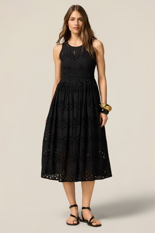 Robe patineuse en broderie anglaise - Noir