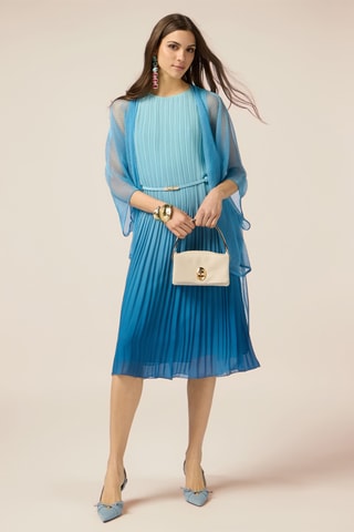 Robe plissée dip and dye - Bleu
