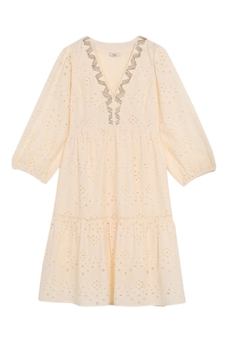 Robe trapèze en broderie anglaise - Beige