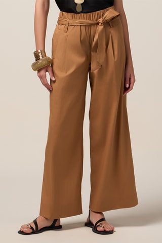 Pantalon palazzo taille haute - Beige