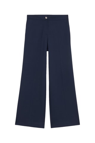 Pantalon palazzo en lin taille haute - Bleu