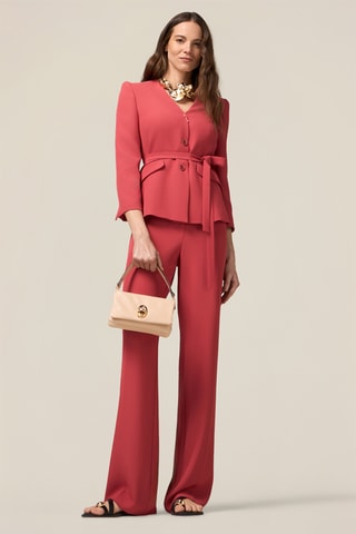 Pantalon palazzo taille haute - Rouge