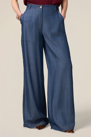 Jean palazzo taille haute - Bleu