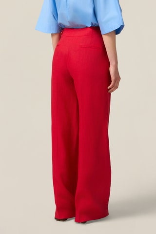 Pantalon palazzo en lin taille haute - Rouge