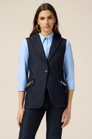 Veste en jean sans manches - Bleu