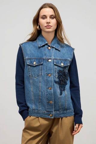 Veste en jean sans manches - Bleu