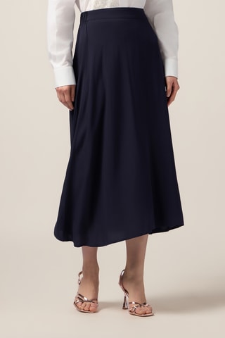 Jupe midi taille haute - Bleu