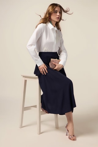 Jupe midi taille haute - Bleu