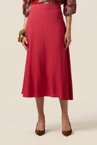 Jupe midi taille haute - Rouge