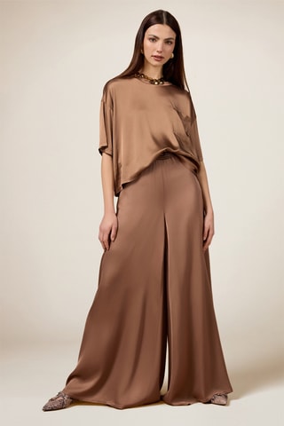 Pantalon palazzo taille haute - Beige