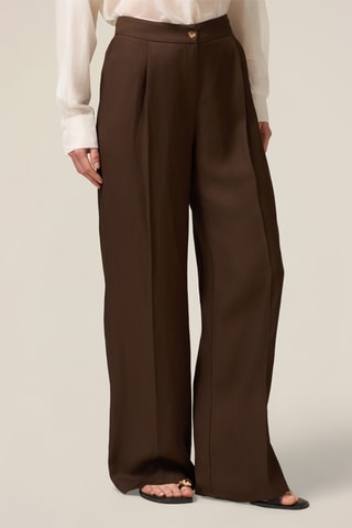 Pantalon palazzo taille haute - Beige